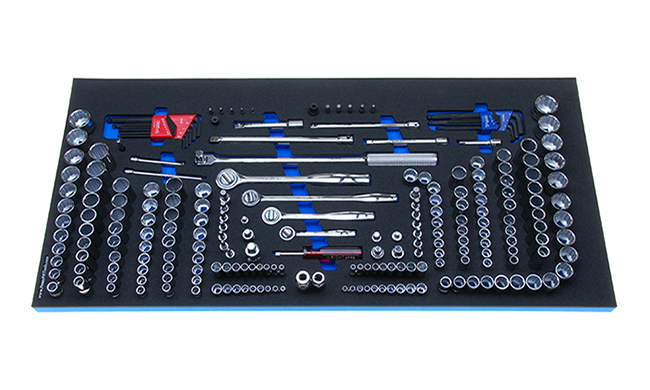 Foam Tool Organizer for 176 Wright Sockets with 4 Ratchets and 51 Additional Tools