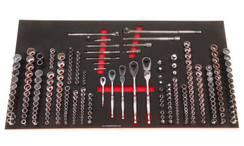 Foam Organizer for 233 Husky Sockets with 5 Ratchets and 19 Additional Tools