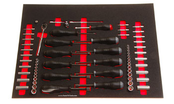 Foam Organizer for 50 Tekton 1/4-drive Sockets with 11 Nut Drivers and 6 Drive Tools