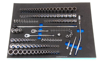 Foam Organizer for 122 Tekton 3/8-drive Sockets with 3 Ratchets and 4 Additional Tools