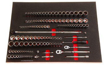 Foam Organizer for 118 Tekton 1/4-drive and 3/8-drive Sockets with 2 Ratchets and 9 Additional Tools