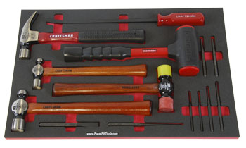 Foam Organizer for 5 Craftsman Hammers with Pry Bar and 8 Punches