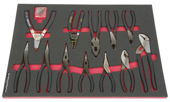 Foam Organizer for 12 Craftsman Pliers with Pockets for Wire Stripper and 8-inch Linesman