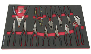Foam Tool Organizer for 12 Craftsman Pliers with Pockets for Wire Stripper and 8-inch Linesman