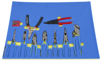 Foam Tool Organizer for 7 Channellock Pliers with Updated Bent Nose and Linesman plus 2 Wright Pliers