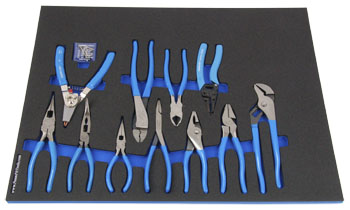 Foam Organizer for 11 Channellock Pliers Including Snap Ring Pliers