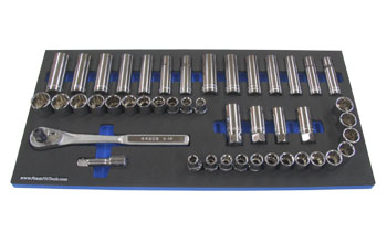 Foam Tool Organizer for 39 Craftsman 1/2-drive Sockets with Ratchet and Extension