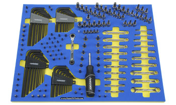 Foam Tool Organizer for 42 Husky Sockets with 63 Screwdriver Bits, 40 Hex Keys, and 20 Ignition Wrenches