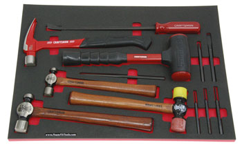 Foam Organizer for 5 Craftsman Hammers with Pry Bar and 6 Mayhew Punches