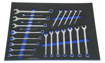 Foam Organizer F-02796-R3 with 23 Wright Full-Polish Combination Wrenches