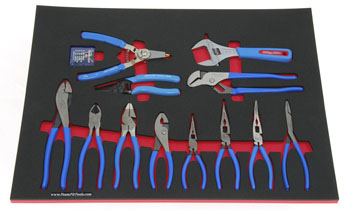 Foam Organizer F-02841-R1 with 11 Channellock Pliers and 1 Channellock Adjustable Wrench