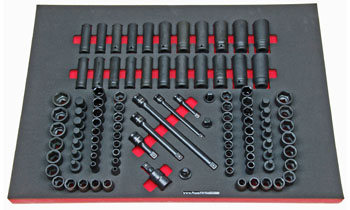 Foam Tool Organizer for 94 Husky Impact Sockets and 9 Drive Tools