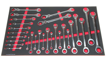 Foam Tool Organizer for 28 Husky Inch and Flex-Head Non-Reversible Ratcheting Wrenches