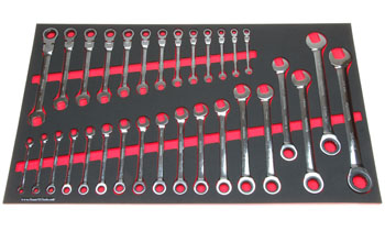 Foam Tool Organizer for 31 Husky Metric Ratcheting and Flex-Head Ratcheting Wrenches