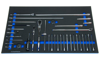 Foam Tool Organizer for 20 Husky Drive Tools with 2 Ratchets and 15 Long Hex Bit Sockets