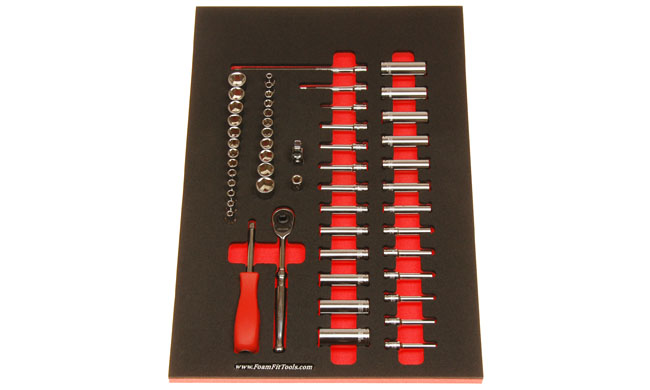 Foam Organizer for 48 Tekton 1/4-drive Sockets with 1 Ratchet and 5 Additional Tools