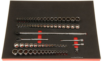 Foam Tool Organizer for 68 Tekton 3/8-drive Sockets with 1 Ratchet and 4 Drive Tools