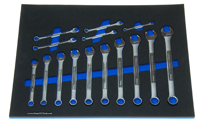 Foam Organizer for Craftsman Raised-Panel Metric Combination Wrenches from the 15-Piece Wrench Set