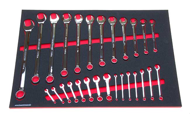 Foam Organizer for 19 inch combination wrenches and 8 stubby inch wrenches.