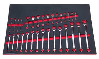 Foam Tool Organizer for 31 Tekton Metric Combination and Stubby Wrenches