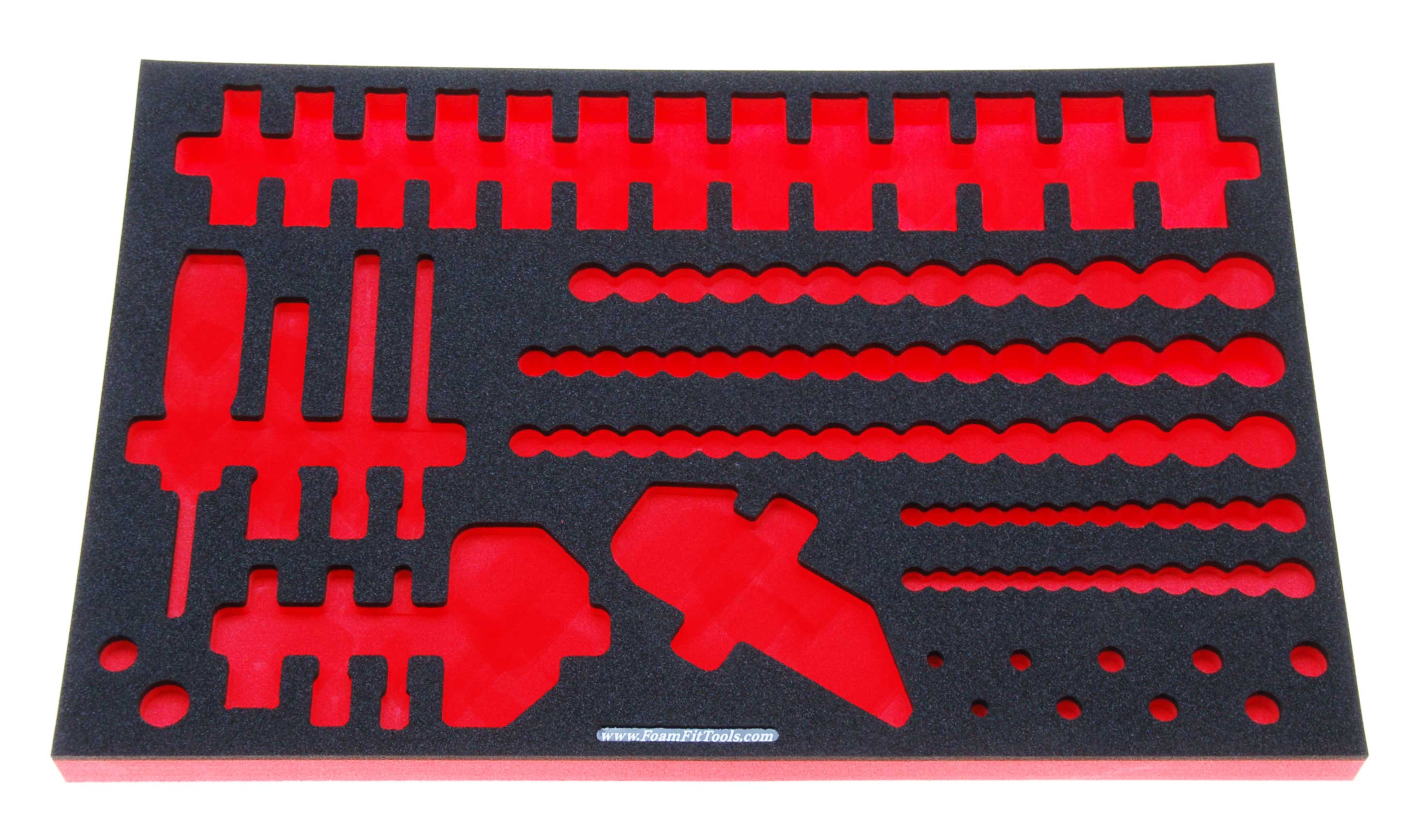 Foam Organizer for 86 Sockets with 7 Drive Tools and 33 Accessories.