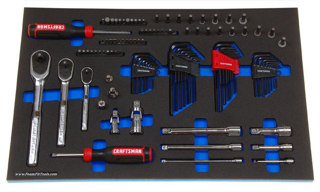 Foam Organizer for Ratchets, Extensions, Hex Keys, and Additional Tools from Craftsman 308-pc Mechanics Tool Set
