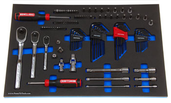 Foam Tool Organizer for 3 Craftsman 72-Tooth Ratchets with 116 Additional Tools