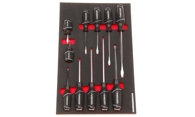 Foam Organizer for 5 Husky Slotted Screwdrivers and 6 Husky Phillips Screwdrivers