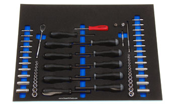 Foam Tool Organizer for 48 Tekton 1/4-drive Sockets with 6 Drive Tools and 11 Nut Drivers