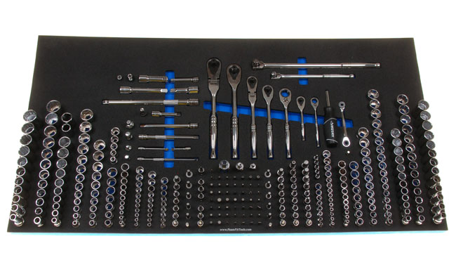 Foam Organizer for 265 Husky Sockets, 7 Ratchets, 26 Drive Tools, and 62 Screwdriver bits