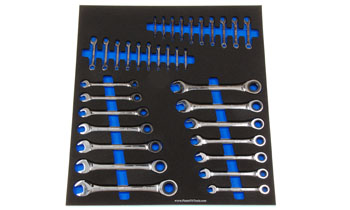 Foam Tool Organizer for 14 Husky Non-Reversible Ratcheting Wrenches with 20 Ignition Wrenches