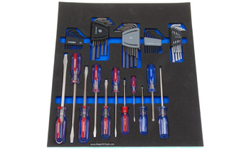 Foam Tool Organizer for 11 Husky Hard Handle Screwdrivers with Hex and Torx Keys