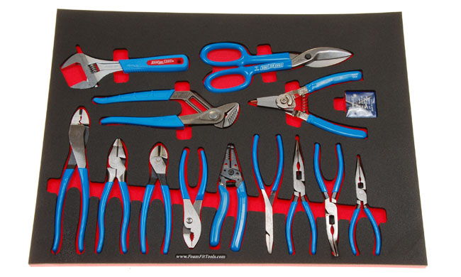 Foam Tool Organizer for 13 Channellock Pliers Including Tongue and Groove 430X
