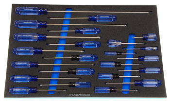Foam Tool Organizer for 23 Craftsman Phillips and Other Screwdrivers, Hard Handles