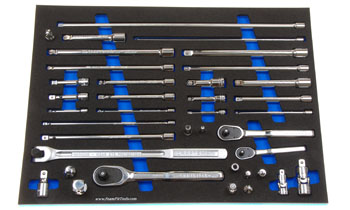 Foam Tool Organizer for 34 Craftsman Drive Tools with 72-Tooth Ratchets and Breaker Bar