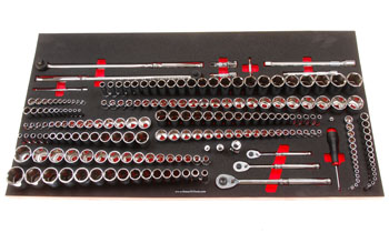 Foam Tool Organizer for 196 Tekton Sockets with 3 Ratchets and 13 Drive Tools