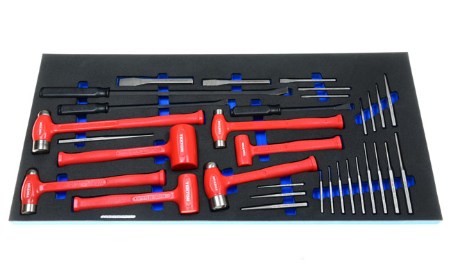 Foam Tool Organizer for 22 Tekton Punches and Chisels with 7 Hammers and 3 Pry Bars