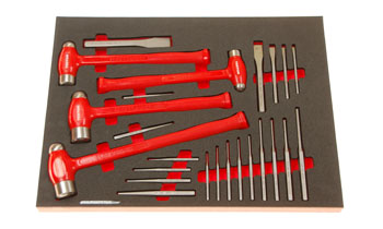 Foam Tool Organizer for 4 Tekton Ball Pein Hammers with 20 Punches and Chisels