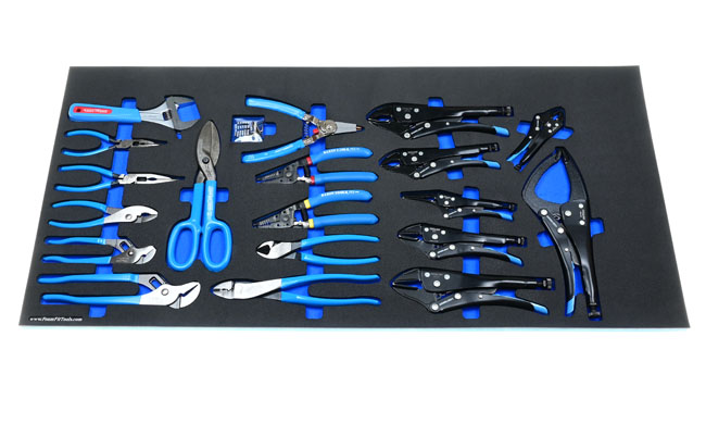 Foam Tool Organizer for 19 Channellock Pliers and Locking Pliers