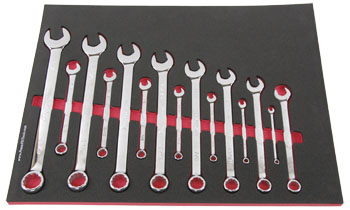 Foam Organizer F1A-01420 with 15 Wright Full-Polish Inch Combination Wrenches