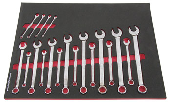 Foam Organizer F1A-01421 with 19 Wright Full-Polish Metric Combination Wrenches
