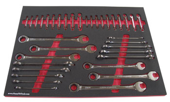 Foam Tool Organizer for 16 Craftsman Flat Full-Polish Ratcheting Wrenches with 20 Ignition Wrenches