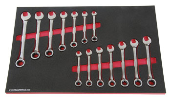 Foam Tool Organizer for 14 Craftsman Reversible Ratcheting Wrenches