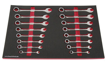 Foam Tool Organizer for 16 Craftsman Reversible Ratcheting Wrenches, Fits non-USA Wrenches