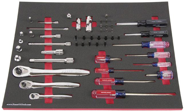 Foam Organizer for Craftsman Ratchets, Extensions, Drive Tools, and Screwdrivers from the 500-Piece Mechanics Tool Set