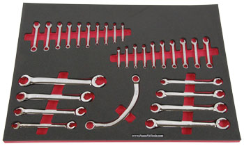 Foam Tool Organizer for 29 Craftsman Flare-Nut, Obstruction, and Ignition Wrenches, Fits non-USA Wrenches