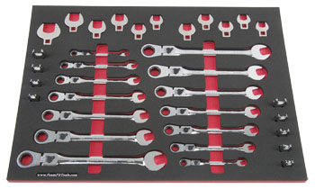 Foam Tool Organizer for 14 Craftsman Locking Flex Ratcheting Wrenches with 20 Crow Foot Wrenches