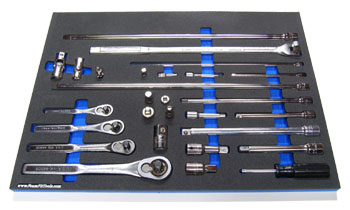 Foam Tool Organizer for 4 Craftsman Teardrop Ratchets with Extensions and Adapters